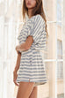 Margovil Striped Short Sleeves Crop Top and Elastic Waist Pocketed Shorts Set