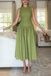 Sleeveless Drop Waist Swing Midi Dress