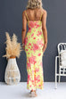 Spaghetti Strap Lace-up Floral Print Maxi Dress