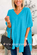 Chicest V Neck Loose Fit Solid Poncho Sweater