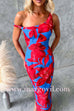 Asymmetric Neck Back Slit Floral Print Maxi Dress