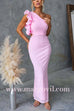 Margovil Frill One Shoulder Cut Out Bodycon Maxi Dress