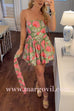 Margovil Strapless Floral Print Mini Dress with Scarf