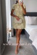 Margovil Mockneck Short Sleeves Hollow Out Lace Mini Dress