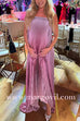 Margovil Strapless Tube Gradient Ombre Satin Maxi Party Dress