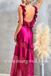 Ruffle Trim Sleeveless Open Back Lace Splice Satin Maxi Dress
