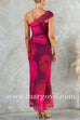 One Shoulder Floral Print Mesh Bodycon Maxi Dress