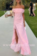 Margovil Off Shoulder Back Cut Out Ruffle Slit Maxi Dress