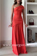Off Shoulder Ruched Flare Maxi Dress