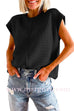 Margovil Crewneck Cap Sleeves Pullover Sweater
