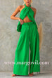 Sleeveless Halter Slit Top Paperbag Waist Wide Leg Pants Set