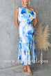 Asymmetric One Shoulder Tie Waist Slit Tie Dye Maxi Dress