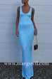 Margovil U Neck Sequin Knit Bodycon Maxi Tank Dress