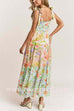 Margovil V Neck Bow Shoulder Tiered Floral Print Maxi Dress