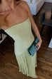 Margovil Strapless Tube Patchwork Pleated Maxi Dress