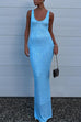 Margovil U Neck Sequin Knit Bodycon Maxi Tank Dress