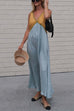 Margovil V Neck Color Block Sleeveless Maxi Swing Dress