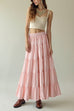 Margovil Smocked Elastic Waist Ruffle Tiered Maxi Skirt
