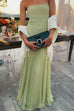Margovil Strapless Tube Patchwork Pleated Maxi Dress