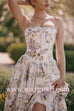 Margovil Spaghetti Strap Floral Print Bustier A-line Maxi Dress