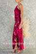 One Shoulder Sleeveless Ruffle Slit Floral Print Maxi Dress