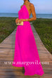 Margovil Chain Halter Open Back Maxi Swing Dress