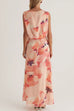 Cowl Neck Sleeveless Crop Top and Maxi Skirt Floral Print Set
