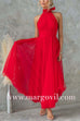 Margovil Bow Knot Halter Open Back Tulle Maxi Dress