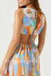 Sleeveless Open Back Printed Ruffle Midi Dress