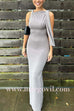 Margovil Elegant Sleeveless Tie Shoulder Bodycon Maxi Dress