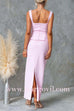 Square Neck Sleeveless Back Slit Ruffle Maxi Dress