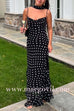 Margovil Ruffle Hem Polka Dot Maxi Cami Dress
