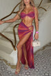 Margovil Crop Cami Top and Cut Out Ruched Maxi Skirt Set