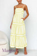 Margovil Spaghetti Strap Tiered Color Block Striped Maxi Dress