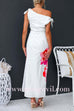 Asymmetric Shoulder Side Slit Floral Maxi Dress
