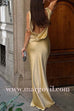 Cowl Neck Sleeveless Open Back Satin Maxi Party Dress