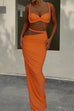 Margovil Crop Cami Top and Cut Out Ruched Maxi Skirt Set