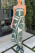 Strapless Wrap Front Slit Print Maxi Dress