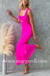 Margovil Sleeveless Cut Out Ruched Ruffle Bodycon Maxi Dress