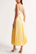 V Neck Cut Out Waist Sleeveless Pleated Maxi Dress(7 Colors Available!)