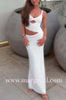 Margovil V Neck Adjustable Strap Cut Out Maxi Dress
