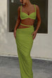 Margovil Crop Cami Top and Cut Out Ruched Maxi Skirt Set
