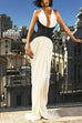 Halter Backless Denim Corset Drappy Slit Maxi Dress