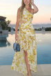 Margovil One Shoulder Cut Out Waist Asymmetrical Hem Floral Maxi Dress