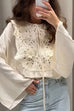 Margovil Bell Sleeves Lace Hollow Out Patchwork Ruffle Shirt