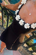 Margovil 3D Floral Neck Backless Mini Cami Dress