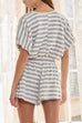 Margovil Striped Short Sleeves Crop Top and Elastic Waist Pocketed Shorts Set