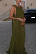 One Shoulder Sleeveless Draped Braids Maxi Dress