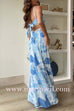 Ric Rac Straps Bow Back Cut Out Printed Swing Maxi Cami Dress