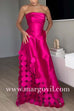 Margovil Strapless Waisted Polka Dot Applique Maxi Party Dress